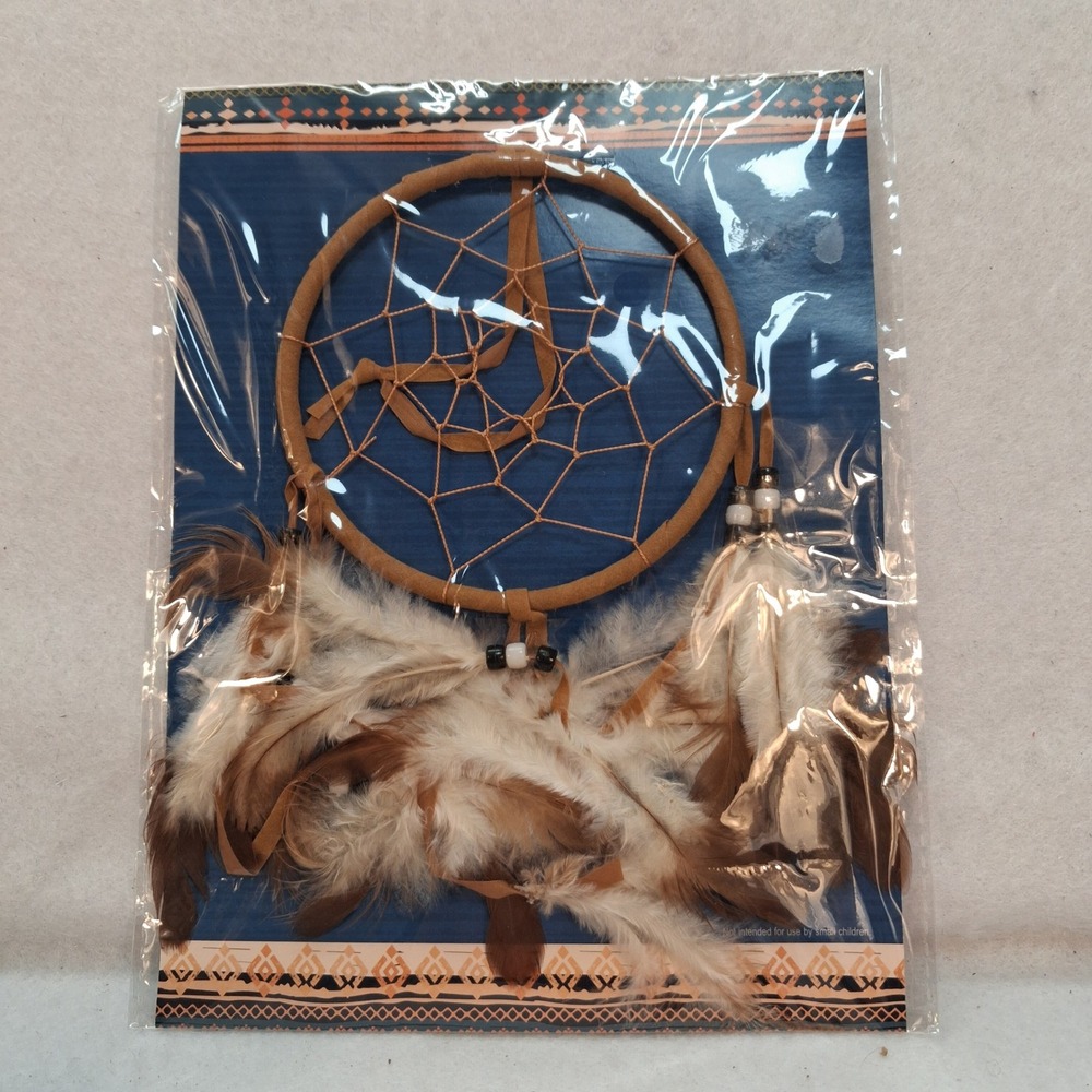 St. Joseph's Indian School Dreamcatcher Unisex Brown Feather Bead Lakota‎ NEW